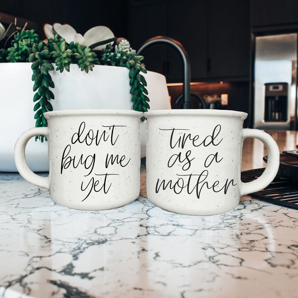 Don't Bug Me Yet 14.5oz Ceramic Coffee Mug Double Sided Morning Warning BandsCo Straps