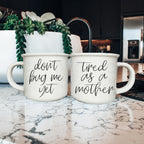 Don't Bug Me Yet 14.5oz Ceramic Coffee Mug Double Sided Morning Warning BandsCo Straps