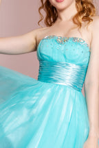 Sleeveless Sweetheart Beaded Tulle Short Dress with Pleated Satin Waistband Purplish Diva