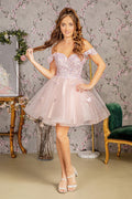 Butterfly Applique Sequin Mesh Babydoll Dress w/ Sheer Straps Purplish Diva