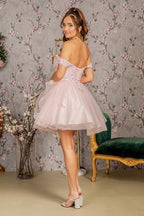 Butterfly Applique Sequin Mesh Babydoll Dress w/ Sheer Straps Purplish Diva
