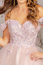 Butterfly Applique Sequin Mesh Babydoll Dress w/ Sheer Straps Purplish Diva