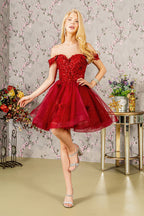 Butterfly Applique Sequin Mesh Babydoll Dress w/ Sheer Straps Purplish Diva