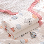 Fluffy Muslin Cotton Baby Blankets with Kids Print