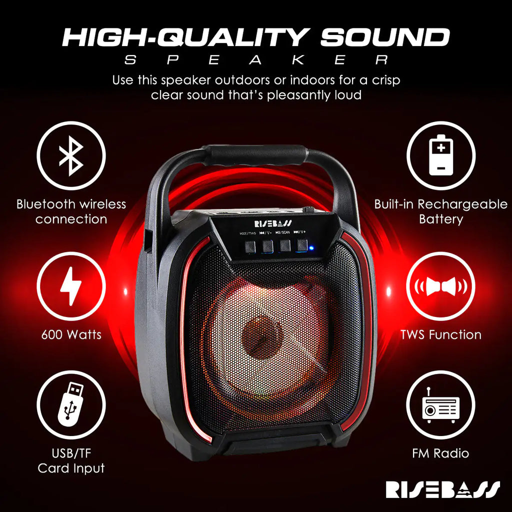8" 600 watt Speaker - Portable Wireless Bluetooth Speaker with TWS Function Pi-Mart