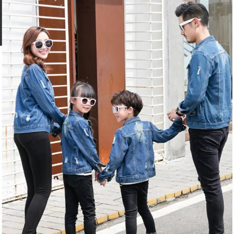 Family Matching Denim Jackets for Spring and Autumn