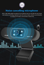 H800 Full HD Video Webcam 1080P HD Camera USB Webcam Focus Night Vision Computer Web Camera with Built in Microphone For Video Conferencing Recording and Streaming Stevvex