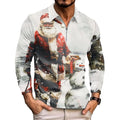 Christmas Shirts for Men Xmas Lights Red Santa Hat Family Shirt Button Collar Shirts，Casual Shirts with Long Sleeves Slim Fit Shirts White Santa Claus