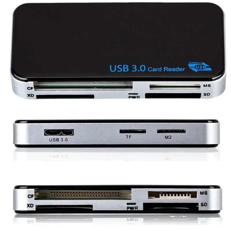 USB 3.0 Memory Card Reader Adapter 5GBPS Fit For CF/TF/SD/Micro SD/XD/M2/MS Card Pi-Mart