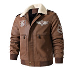 Men's Vintage Brown Bomber Leather Jacket for Winter Pi-Mart