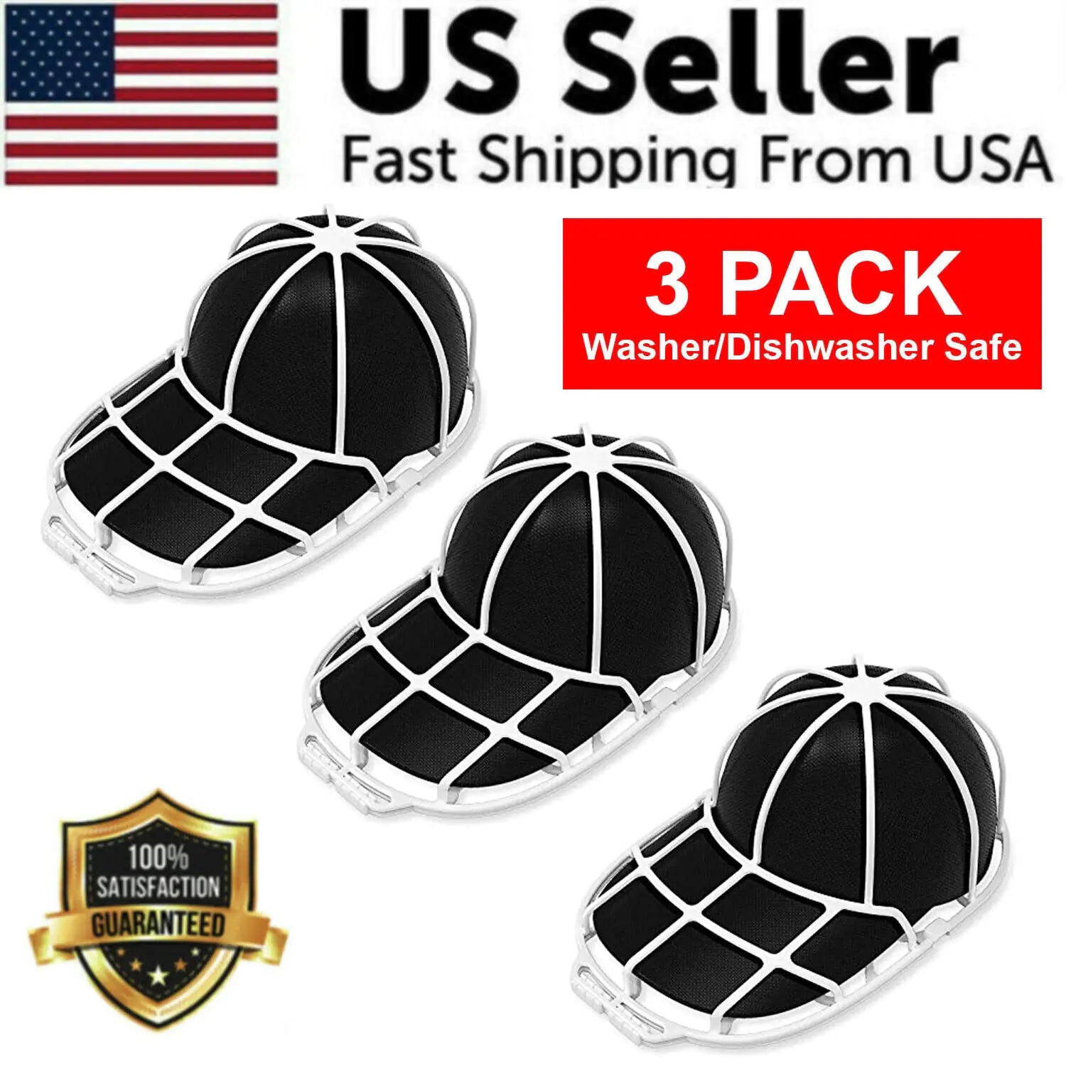 3 Pack Hat Washer Baseball Cap Cleaner Machine Washing Cage Holder Frame Net New Pi-Mart