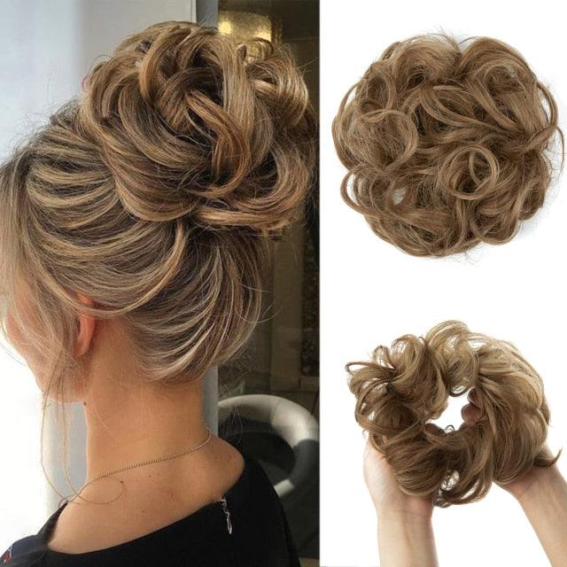 Hair Bun Extensions Messy Curly Elastic Hair Scrunchies Hairpieces Synthetic Chignon Donut Up-do Hair Pieces Clip in Hair Extension For Volumized Hair Buns For Girls Stevvex