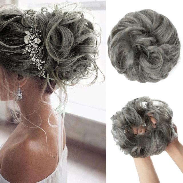 Hair Bun Extensions Messy Curly Elastic Hair Scrunchies Hairpieces Synthetic Chignon Donut Up-do Hair Pieces Clip in Hair Extension For Volumized Hair Buns For Girls Stevvex