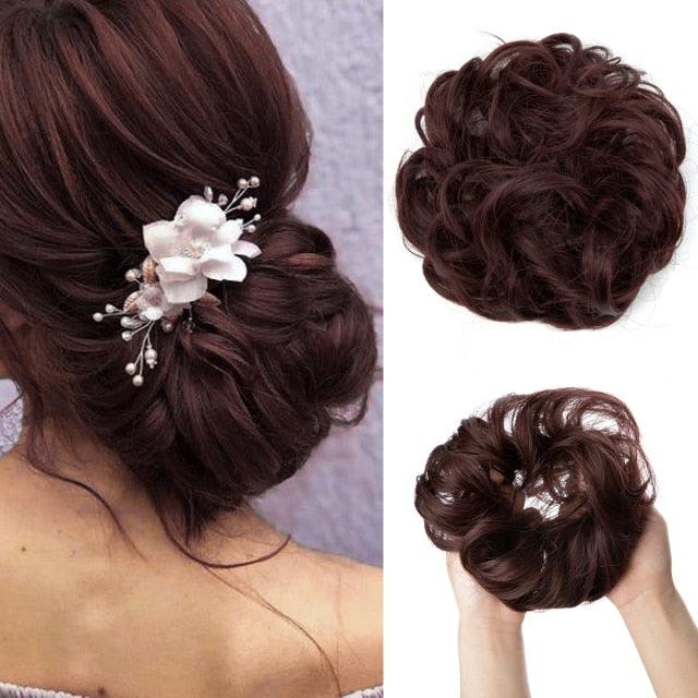 Hair Bun Extensions Messy Curly Elastic Hair Scrunchies Hairpieces Synthetic Chignon Donut Up-do Hair Pieces Clip in Hair Extension For Volumized Hair Buns For Girls Stevvex