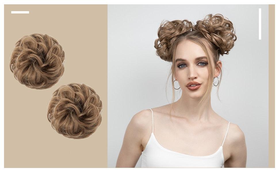 Hair Bun Extensions Messy Curly Elastic Hair Scrunchies Hairpieces Synthetic Chignon Donut Up-do Hair Pieces Clip in Hair Extension For Volumized Hair Buns For Girls Stevvex