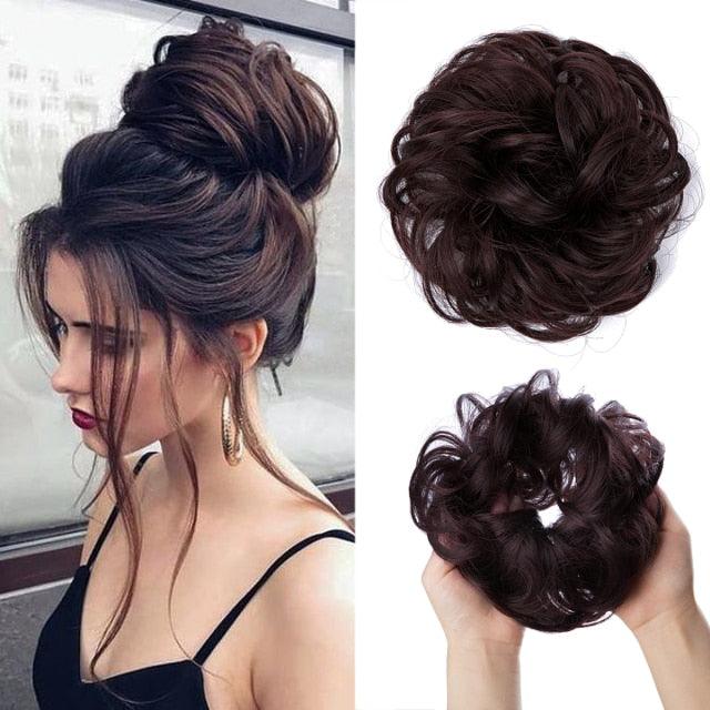 Hair Bun Extensions Messy Curly Elastic Hair Scrunchies Hairpieces Synthetic Chignon Donut Up-do Hair Pieces Clip in Hair Extension For Volumized Hair Buns For Girls Stevvex