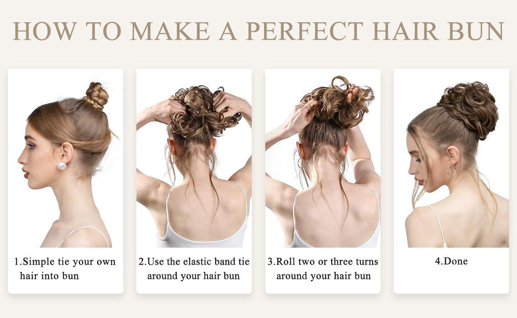 Hair Bun Extensions Messy Curly Elastic Hair Scrunchies Hairpieces Synthetic Chignon Donut Up-do Hair Pieces Clip in Hair Extension For Volumized Hair Buns For Girls Stevvex