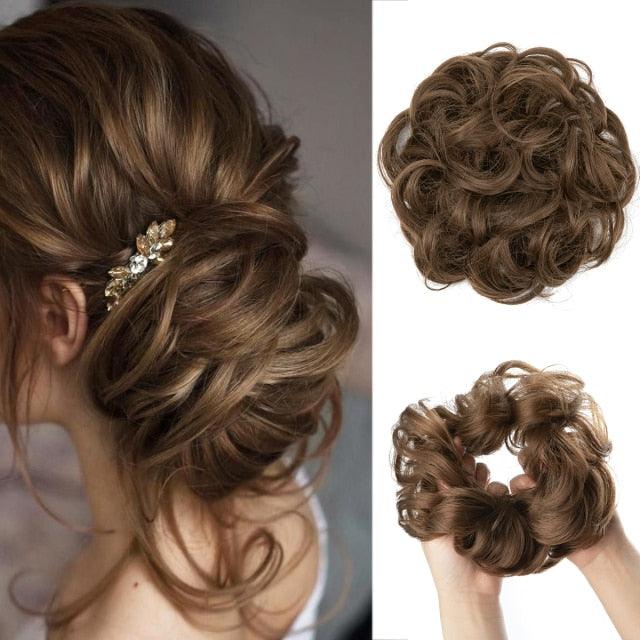 Hair Bun Extensions Messy Curly Elastic Hair Scrunchies Hairpieces Synthetic Chignon Donut Up-do Hair Pieces Clip in Hair Extension For Volumized Hair Buns For Girls Stevvex