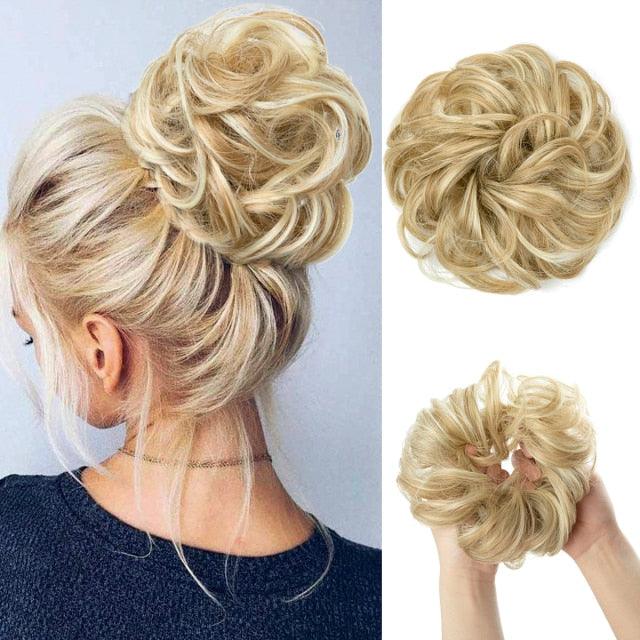 Hair Bun Extensions Messy Curly Elastic Hair Scrunchies Hairpieces Synthetic Chignon Donut Up-do Hair Pieces Clip in Hair Extension For Volumized Hair Buns For Girls Stevvex
