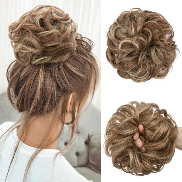 Hair Bun Extensions Messy Curly Elastic Hair Scrunchies Hairpieces Synthetic Chignon Donut Up-do Hair Pieces Clip in Hair Extension For Volumized Hair Buns For Girls Stevvex
