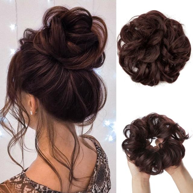 Hair Bun Extensions Messy Curly Elastic Hair Scrunchies Hairpieces Synthetic Chignon Donut Up-do Hair Pieces Clip in Hair Extension For Volumized Hair Buns For Girls Stevvex