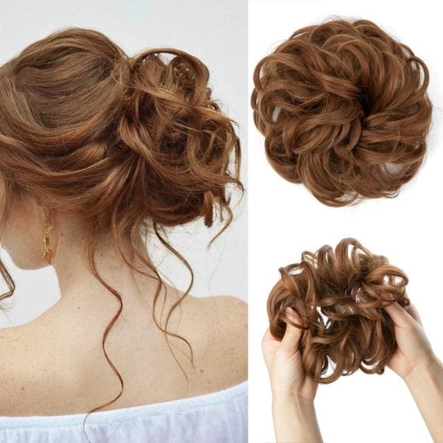 Hair Bun Extensions Messy Curly Elastic Hair Scrunchies Hairpieces Synthetic Chignon Donut Up-do Hair Pieces Clip in Hair Extension For Volumized Hair Buns For Girls Stevvex