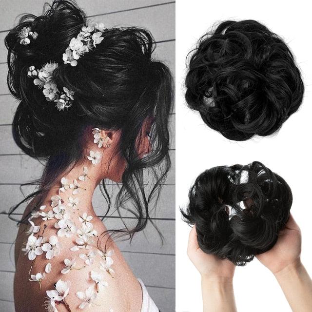 Hair Bun Extensions Messy Curly Elastic Hair Scrunchies Hairpieces Synthetic Chignon Donut Up-do Hair Pieces Clip in Hair Extension For Volumized Hair Buns For Girls Stevvex