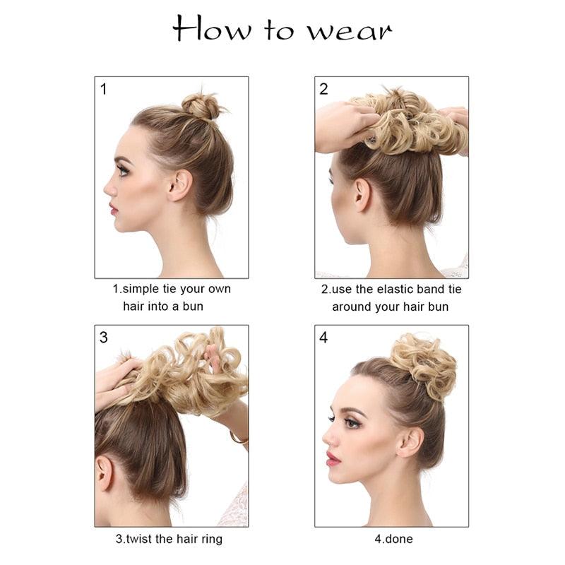 Hair Bun Extensions Messy Curly Elastic Hair Scrunchies Hairpieces Synthetic Chignon Donut Up-do Hair Pieces Clip in Hair Extension For Volumized Hair Buns For Girls Stevvex