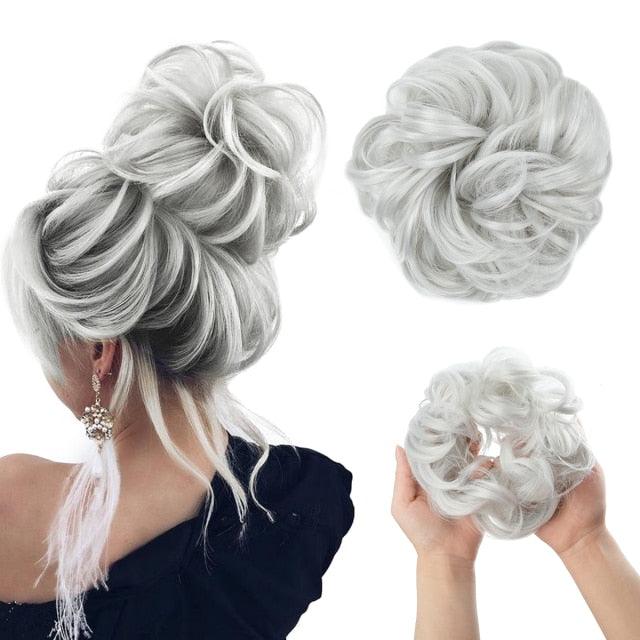 Hair Bun Extensions Messy Curly Elastic Hair Scrunchies Hairpieces Synthetic Chignon Donut Up-do Hair Pieces Clip in Hair Extension For Volumized Hair Buns For Girls Stevvex
