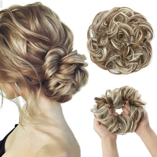 Hair Bun Extensions Messy Curly Elastic Hair Scrunchies Hairpieces Synthetic Chignon Donut Up-do Hair Pieces Clip in Hair Extension For Volumized Hair Buns For Girls Stevvex