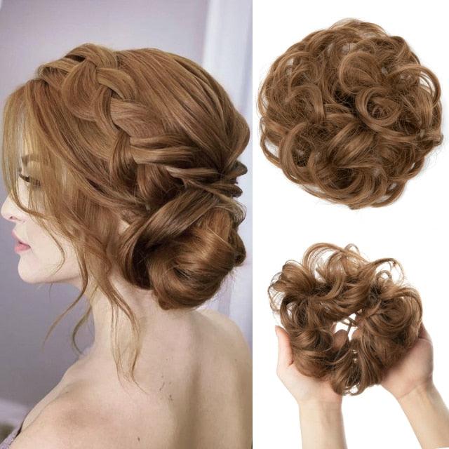Hair Bun Extensions Messy Curly Elastic Hair Scrunchies Hairpieces Synthetic Chignon Donut Up-do Hair Pieces Clip in Hair Extension For Volumized Hair Buns For Girls Stevvex