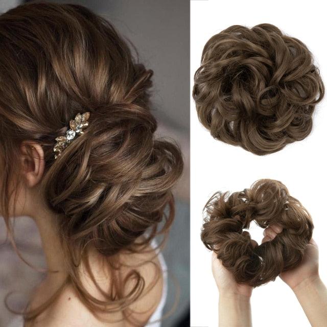Hair Bun Extensions Messy Curly Elastic Hair Scrunchies Hairpieces Synthetic Chignon Donut Up-do Hair Pieces Clip in Hair Extension For Volumized Hair Buns For Girls Stevvex
