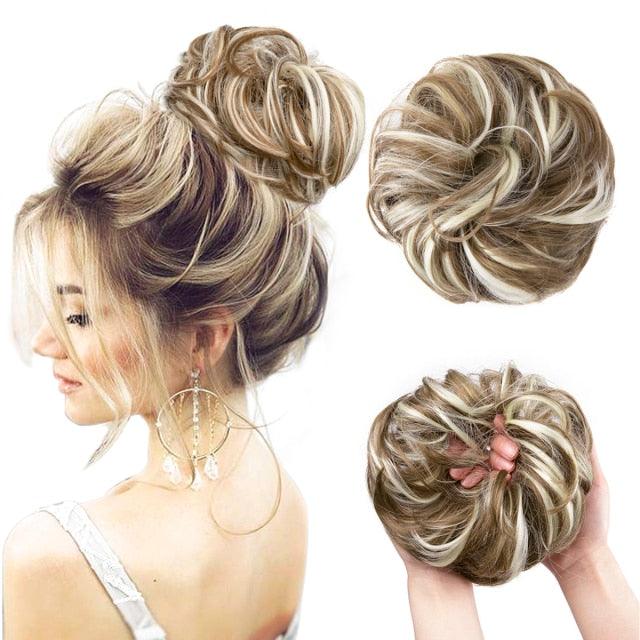 Hair Bun Extensions Messy Curly Elastic Hair Scrunchies Hairpieces Synthetic Chignon Donut Up-do Hair Pieces Clip in Hair Extension For Volumized Hair Buns For Girls Stevvex