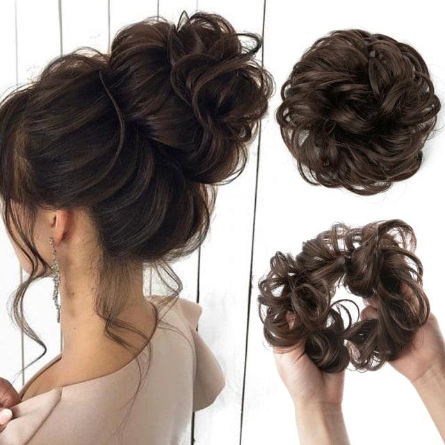 Hair Bun Extensions Messy Curly Elastic Hair Scrunchies Hairpieces Synthetic Chignon Donut Up-do Hair Pieces Clip in Hair Extension For Volumized Hair Buns For Girls Stevvex
