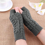 Half Finger Gloves For Women Stylish Winter Soft Warm Wool Knitting Arm Gloves Soft Warm Winter Gloves For Women Knit Arm Warmer Fingerless Gloves Knitted Long Mitten Women Thumb Hole Gloves Stevvex