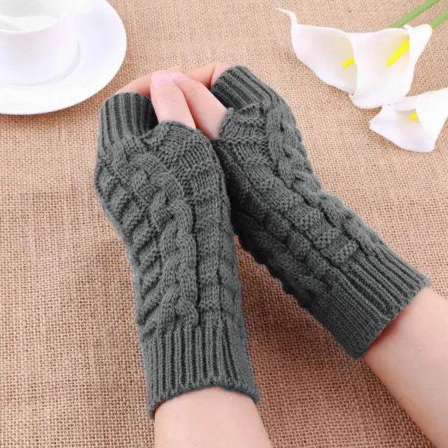 Half Finger Gloves For Women Stylish Winter Soft Warm Wool Knitting Arm Gloves Soft Warm Winter Gloves For Women Knit Arm Warmer Fingerless Gloves Knitted Long Mitten Women Thumb Hole Gloves Stevvex