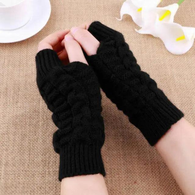 Half Finger Gloves For Women Stylish Winter Soft Warm Wool Knitting Arm Gloves Soft Warm Winter Gloves For Women Knit Arm Warmer Fingerless Gloves Knitted Long Mitten Women Thumb Hole Gloves Stevvex
