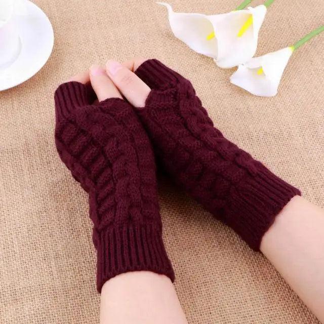 Half Finger Gloves For Women Stylish Winter Soft Warm Wool Knitting Arm Gloves Soft Warm Winter Gloves For Women Knit Arm Warmer Fingerless Gloves Knitted Long Mitten Women Thumb Hole Gloves Stevvex