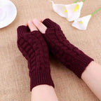 Half Finger Gloves For Women Stylish Winter Soft Warm Wool Knitting Arm Gloves Soft Warm Winter Gloves For Women Knit Arm Warmer Fingerless Gloves Knitted Long Mitten Women Thumb Hole Gloves Stevvex