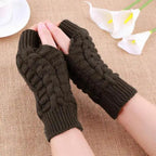 Half Finger Gloves For Women Stylish Winter Soft Warm Wool Knitting Arm Gloves Soft Warm Winter Gloves For Women Knit Arm Warmer Fingerless Gloves Knitted Long Mitten Women Thumb Hole Gloves Stevvex