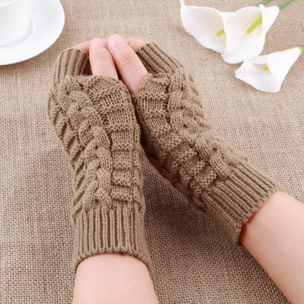 Half Finger Gloves For Women Stylish Winter Soft Warm Wool Knitting Arm Gloves Soft Warm Winter Gloves For Women Knit Arm Warmer Fingerless Gloves Knitted Long Mitten Women Thumb Hole Gloves Stevvex