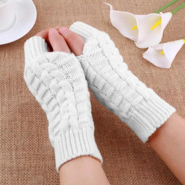 Half Finger Gloves For Women Stylish Winter Soft Warm Wool Knitting Arm Gloves Soft Warm Winter Gloves For Women Knit Arm Warmer Fingerless Gloves Knitted Long Mitten Women Thumb Hole Gloves Stevvex