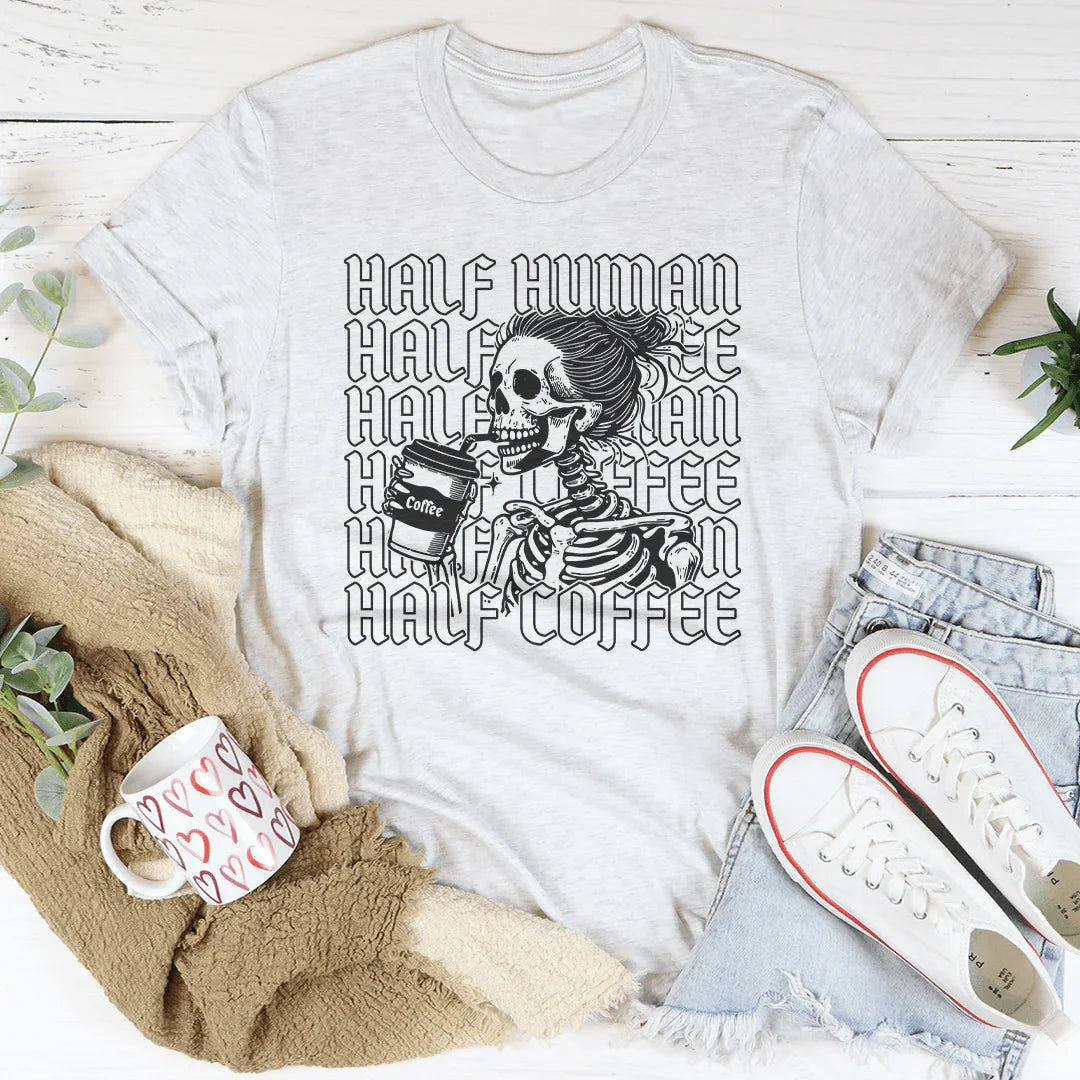 Half Human Half Coffee Tee Peachy Sunday