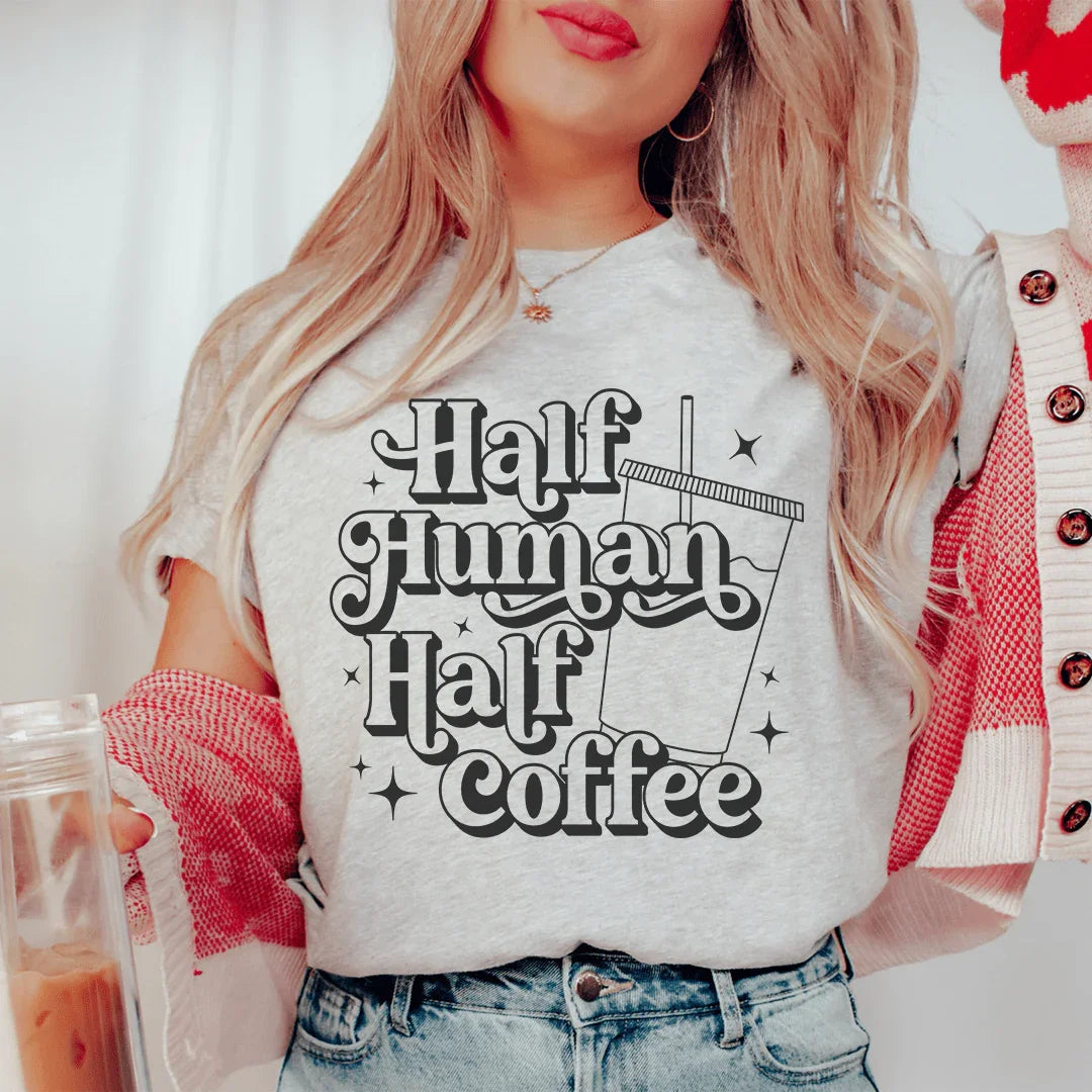 Half Human Half Coffee Tee Peachy Sunday