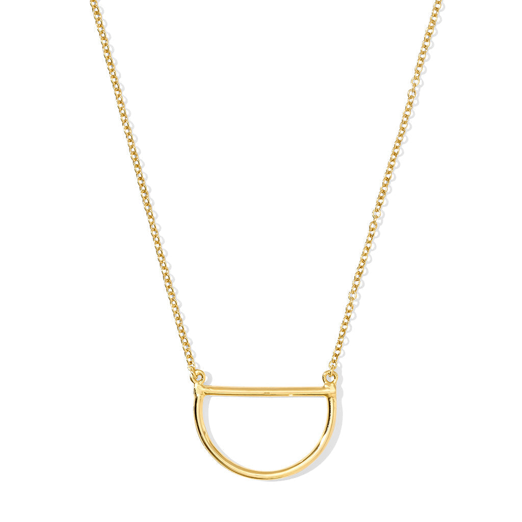 Half Moon Necklace Minimalist Silver Crescent Pendant Recycled Chain BandsCo Straps