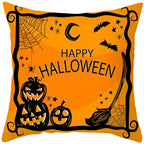 Halloween Cushion Cover Horror Pumpkin Printed Pillow Case Orange And Black Pillow Cover Pumpkin Farmhouse Deco Happy Halloween Decorative Pillow Case For Home  45x45CM Stevvex