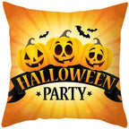 Halloween Cushion Cover Horror Pumpkin Printed Pillow Case Orange And Black Pillow Cover Pumpkin Farmhouse Deco Happy Halloween Decorative Pillow Case For Home  45x45CM Stevvex
