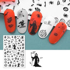 Halloween Series Nail Sticker Pumpkin Lantern Skeleton Spider Vampire Decals For Nail Art DIY Decoration Tools 3D Wave Design Decoration for Women Girls Art Stickers Decal Decoration Metallic Curve Strip Line Nail Stevvex