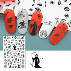 Halloween Series Nail Sticker Pumpkin Lantern Skeleton Spider Vampire Decals For Nail Art DIY Decoration Tools 3D Wave Design Decoration for Women Girls Art Stickers Decal Decoration Metallic Curve Strip Line Nail Stevvex