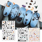 Halloween Series Nail Sticker Pumpkin Lantern Skeleton Spider Vampire Decals For Nail Art DIY Decoration Tools 3D Wave Design Decoration for Women Girls Art Stickers Decal Decoration Metallic Curve Strip Line Nail Stevvex